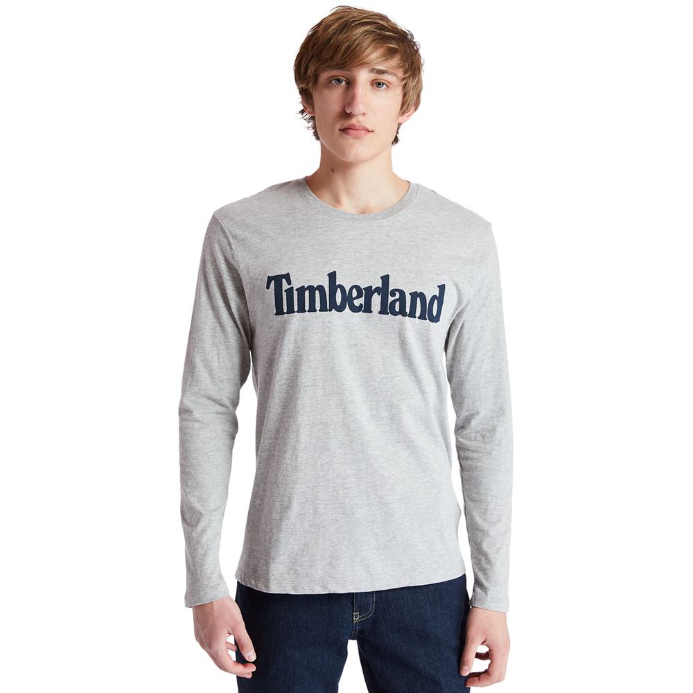 Timberland Mens T-Shirts Long-Sleeve Classic Logo - Grey - India FG6149038